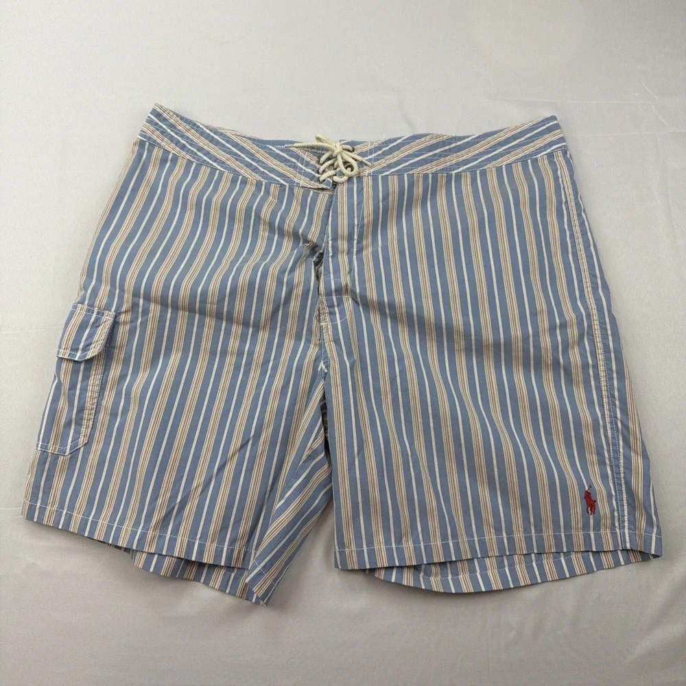 Polo Ralph Lauren Board Shorts Mens 40 Multicolor Stripe Swim‎ Trunks Board Surf